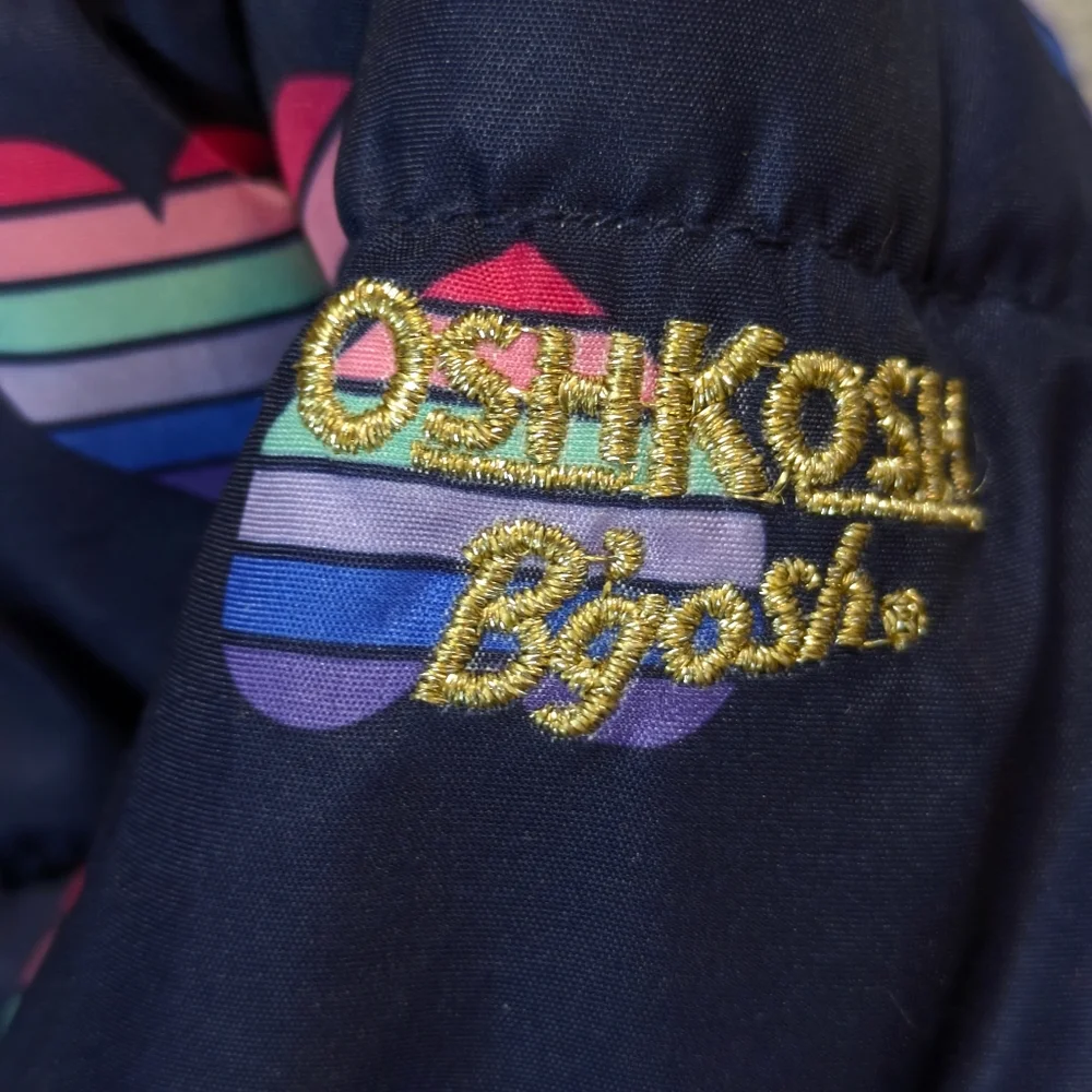 Kids OshKosh B'Gosh‎ Girl's Puffer Warm Winter Coat Navy With Hearts 12 Months